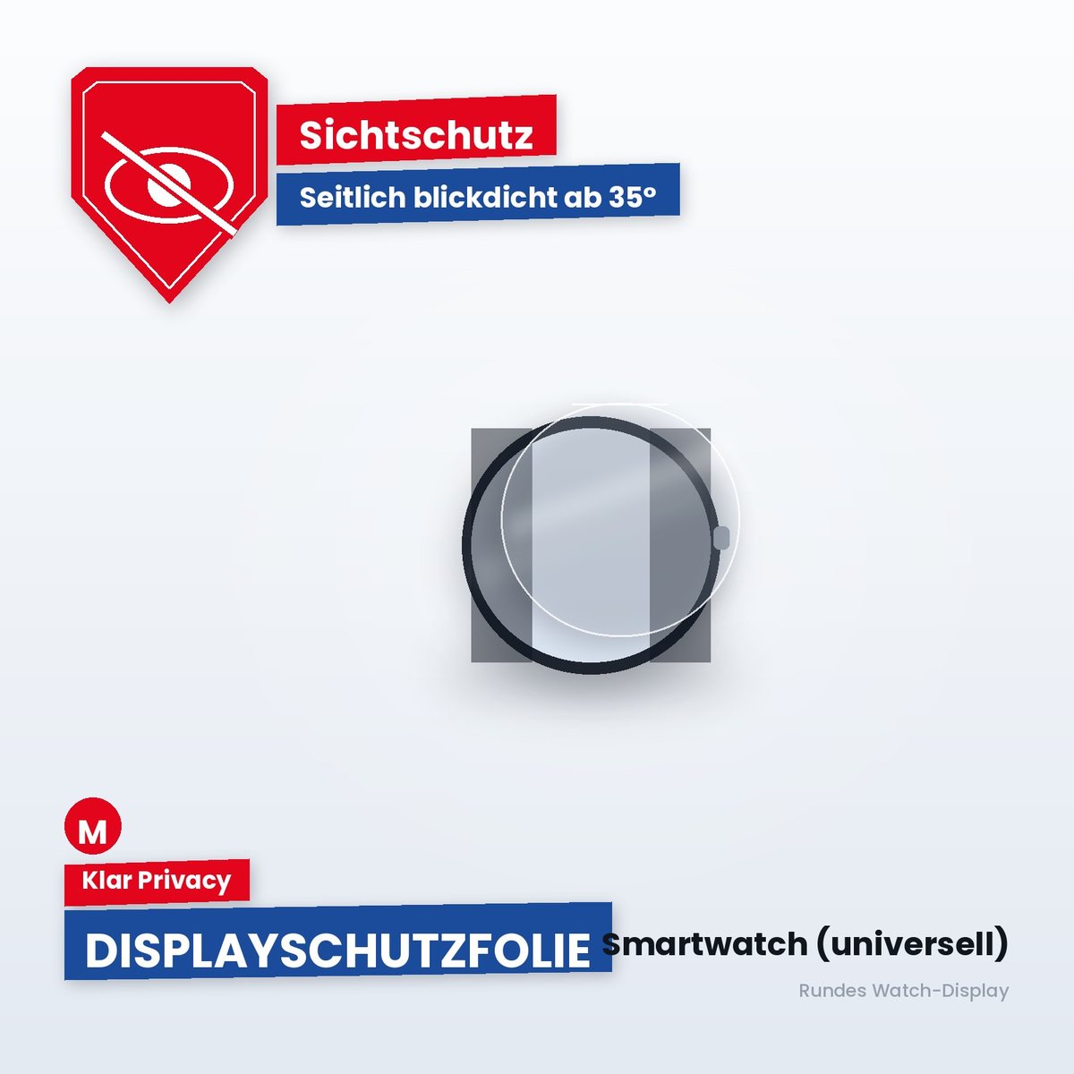 Displayschutzfolie Smartwatch (universell) – Klar Privacy