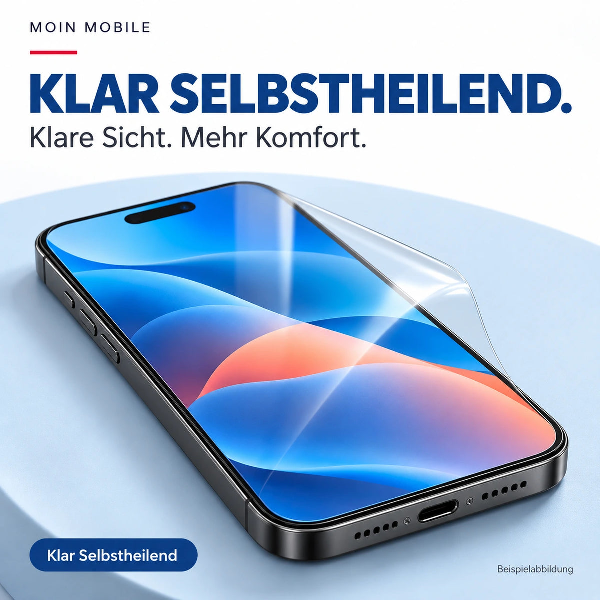 Moin Mobile – Klar Selbstheilend – Bild 1: Oberfläche und Optik der Displayschutzfolie